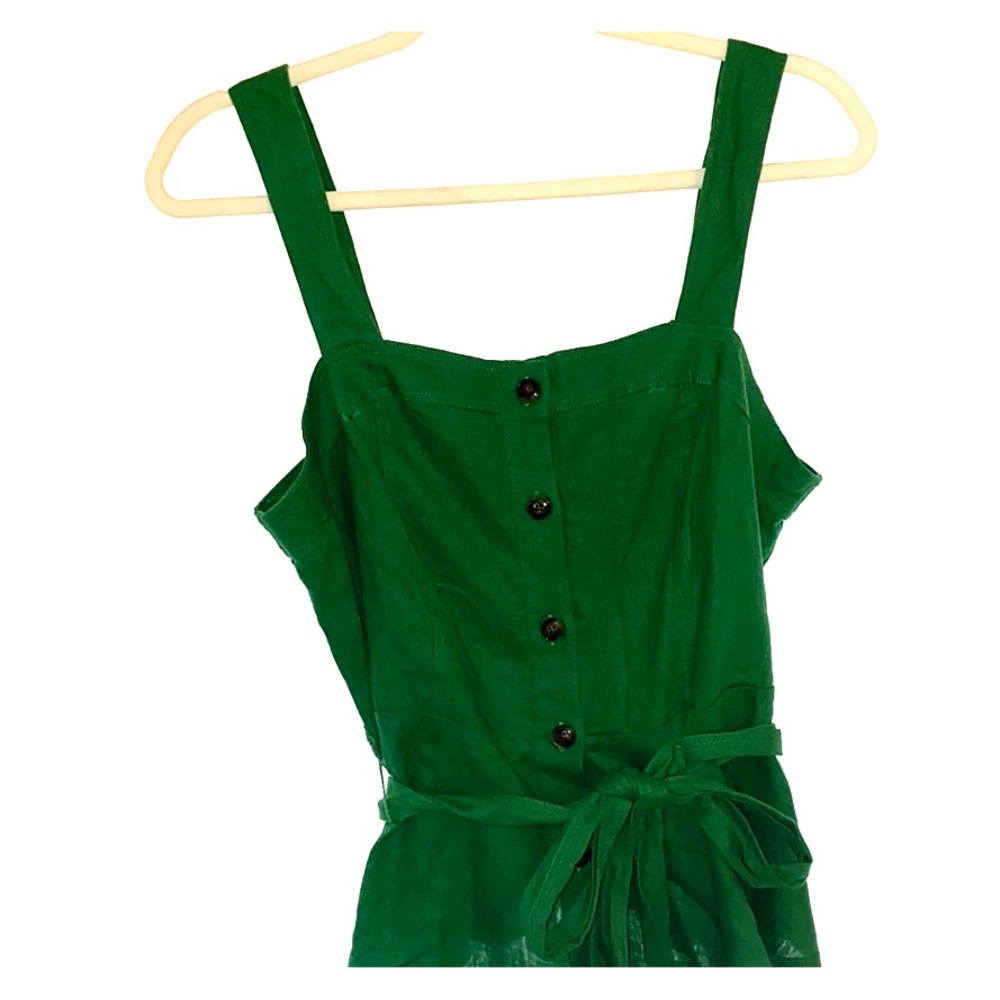 Green Linen Tie Tank Top